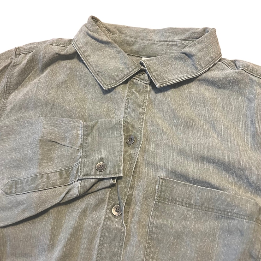 Old Navy Olive Green Tencel Lyocell Long Sleeve Button Down Shirt XS